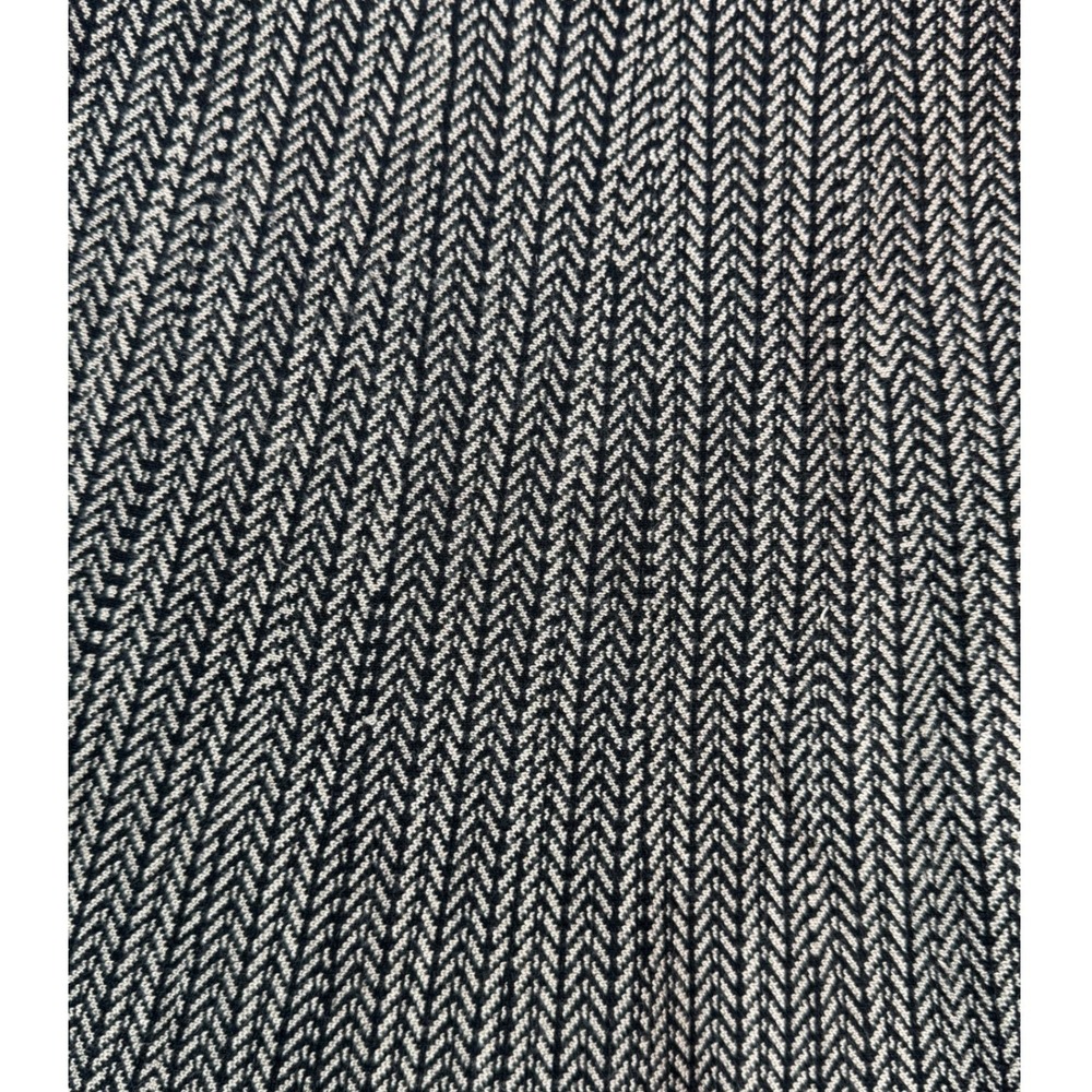 Vila Milano XL Black Tan Chevron Herringbone Knit A-Line Skirt Raw Fringe Hem - Picture 10 of 10